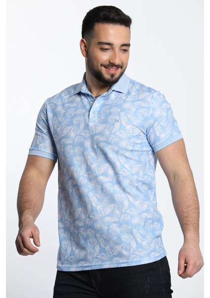 Yaprak Baskılı Polo Yaka Erkek Tişört modelleri