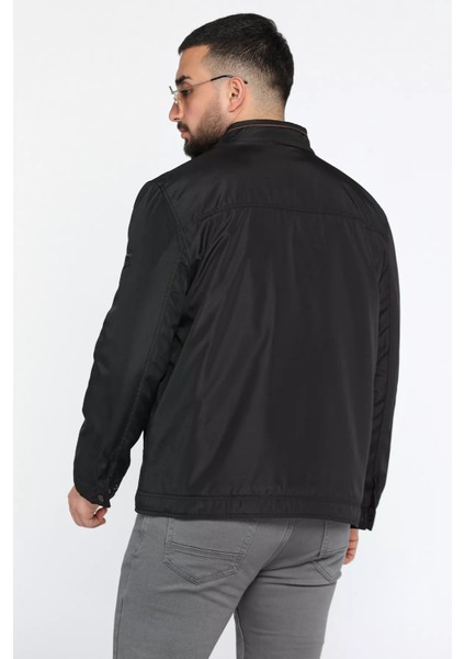 Erkek Dik Yaka Içi Peluş Fermuarlı Mevsimlik Mont