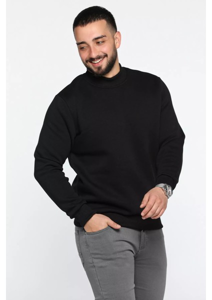 Erkek Bisiklet Yaka Şardonlu Üç Iplik Sweatshirt