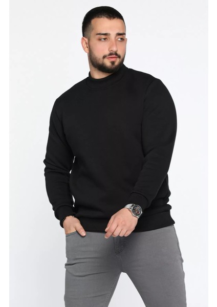 Erkek Bisiklet Yaka Şardonlu Üç Iplik Sweatshirt