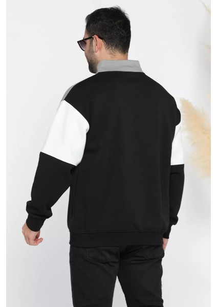 Erkek Dik Yaka Garnili Şardonlu Üç Iplik Sweatshirt modelleri