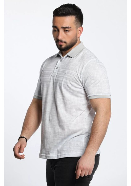 Polo Yaka Ön Düğme Detaylı Dijital Baskı Likralı Erkek Tişört modelleri