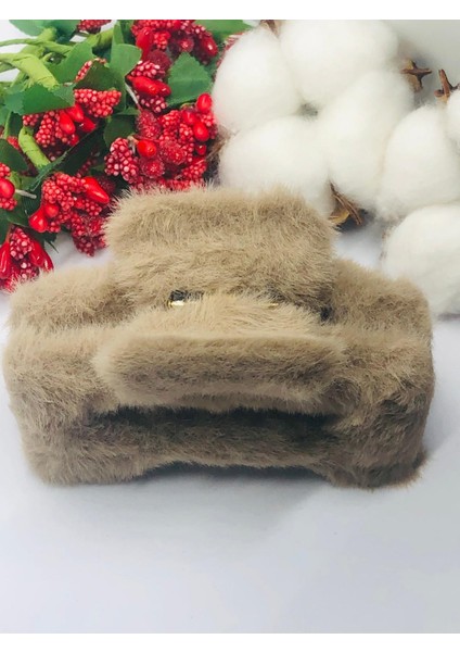 Bej Rengi Peluş Mandal Toka modelleri