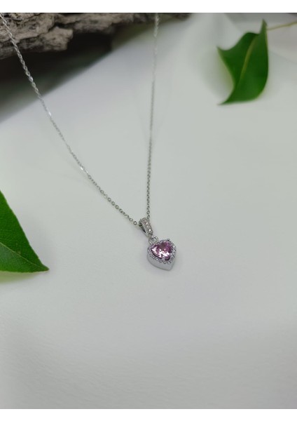 Kadın Pırlanta Modeli Pembe Zirkon Taşlı 316 L Çelik Kalp Kolye fırsatları