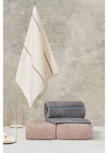 Kare Serisi Micro Cotton 30X50CM 3 Lü Havlu Seti