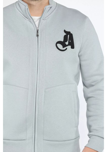 Erkek Nakışlı Fermuarlı Şardonlu Üç Iplik Sweatshirt fiyatları