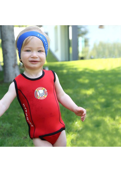 Swimwarm Üşütmeyen Bebek Mayosu Kırmızı - Siyah