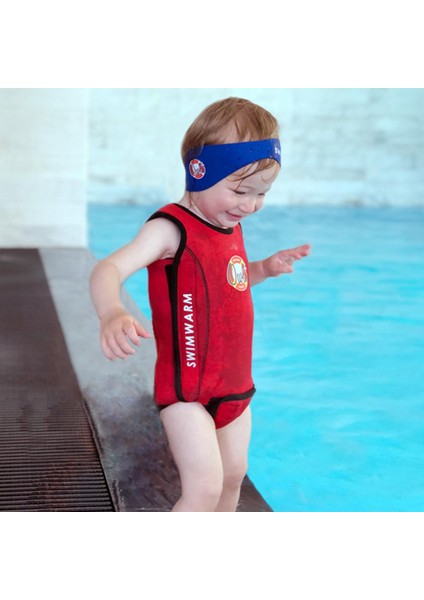 Swimwarm Üşütmeyen Bebek Mayosu Kırmızı - Siyah