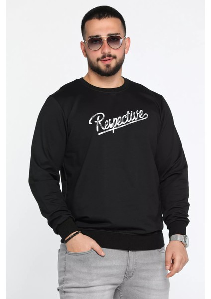 Erkek Bisiklet Yaka Ön Nakışlı Sweatshirt