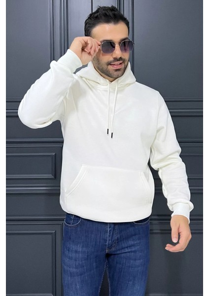 Erkek Kapüşonlu Kanguru Cepli Şardonlu Üç Iplik Sweatshirt fiyatları