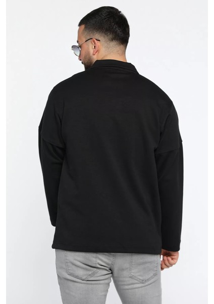 Erkek Gömlek Yaka Sweatshirt