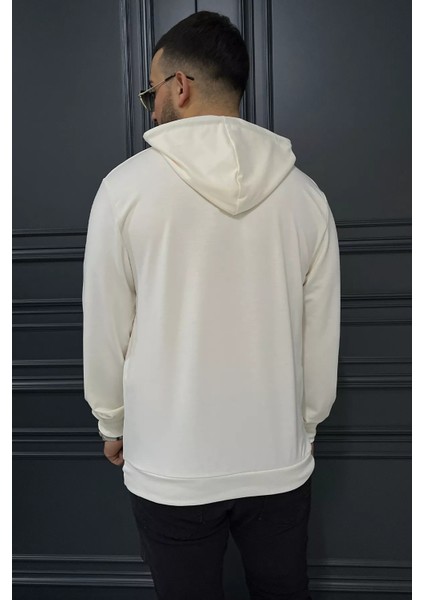 Erkek Kapüşonlu Baskılı Kanguru Cepli Sweatshirt