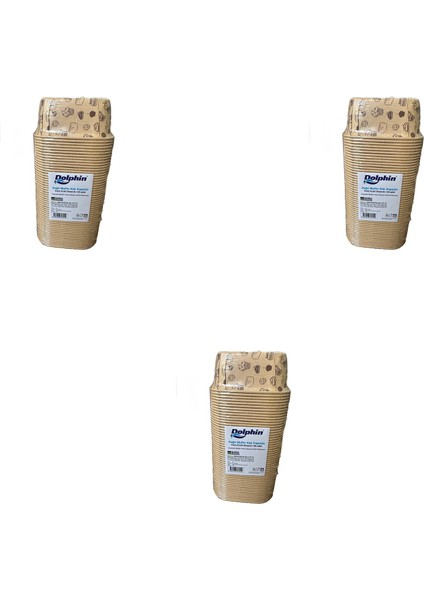 Muffin Kare Kağıt Kraft Desenli Sarı Kek Kalıbı - 50 Adetlik 3 Paket