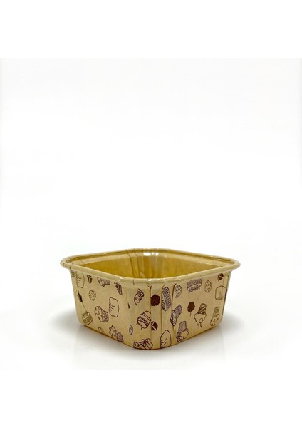 Muffin Kare Kağıt Kraft Desenli Sarı Kek Kalıbı - 50 Adetlik 3 Paket indirimleri