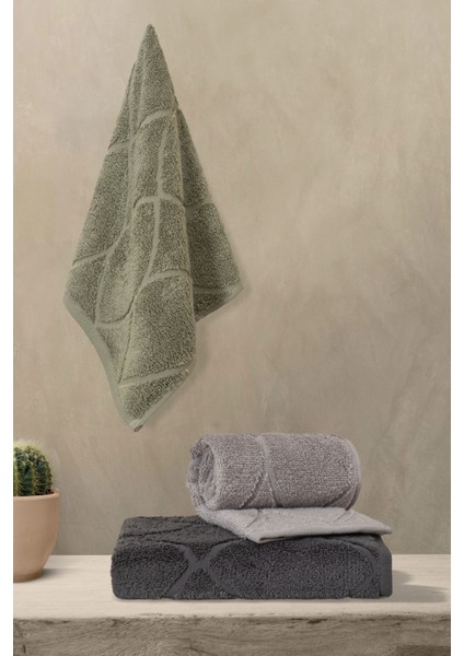 Voli Serisi Micro Cotton 30X50CM 3 Lü Havlu Seti
