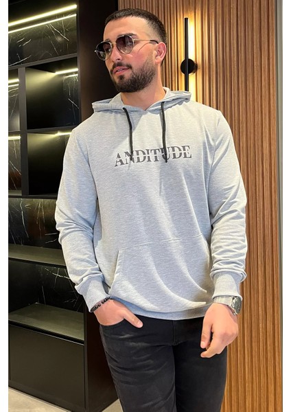 Erkek Kapüşonlu Kanguru Cepli Baskılı Sweatshirt fiyatları