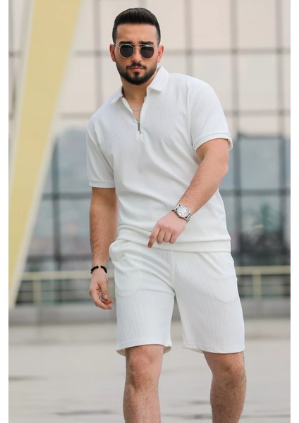 Fermuarlı Polo Yaka Jakarlı Erkek Tişört fiyatları