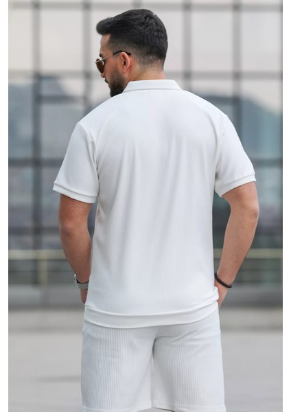 Fermuarlı Polo Yaka Jakarlı Erkek Tişört indirimleri