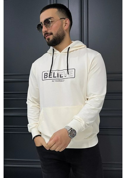 Erkek Kapüşonlu Baskılı Sweatshirt