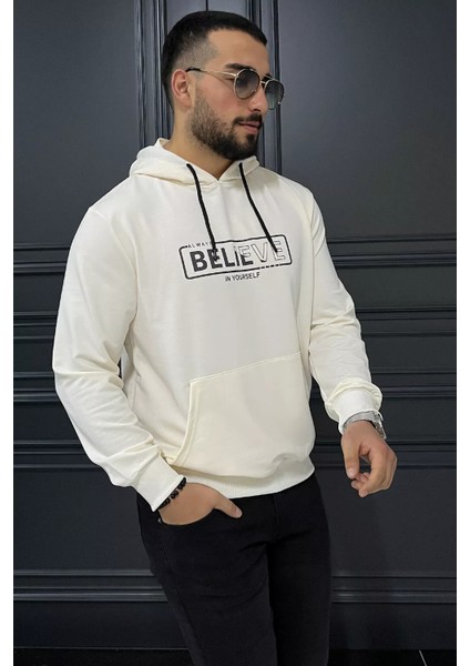 Erkek Kapüşonlu Baskılı Sweatshirt