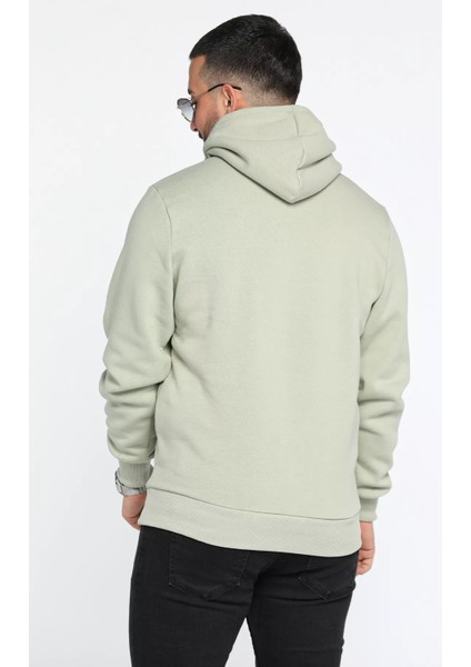 Erkek Kapüşonlu Kanguru Cepli Şardonlu Üç Iplik Sweatshirt