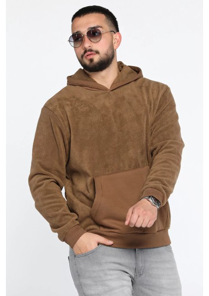 Erkek Kapüşonlu Kanguru Cepli Polar Sweatshirt