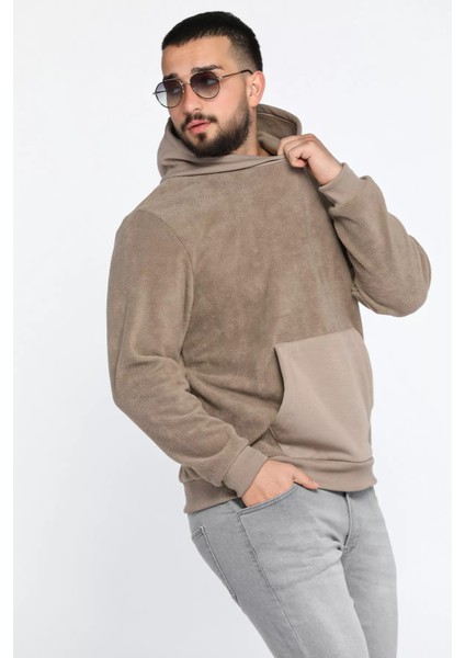 Erkek Kapüşonlu Kanguru Cepli Polar Sweatshirt