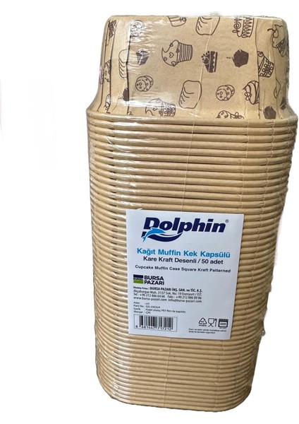 Muffin Kare Kağıt Kraft Desenli Sarı Kek Kalıbı - 50 Adetlik 5 Paket fiyatları