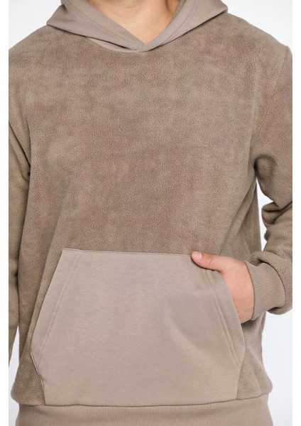 Erkek Kapüşonlu Kanguru Cepli Polar Sweatshirt fırsatları