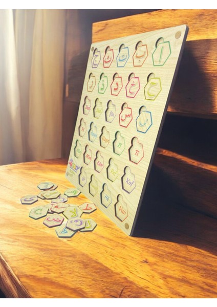 Ahşap Arapça Alfabe Bul Tak Öğretici ve Eğitici Oyun - Ahşap Elif-Ba Puzzle fırsatları