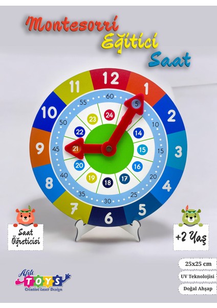 Çocuk İçin Ahşap Öğretici Saat