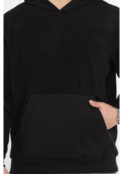 Erkek Kapüşonlu Kanguru Cepli Polar Sweatshirt fırsatları