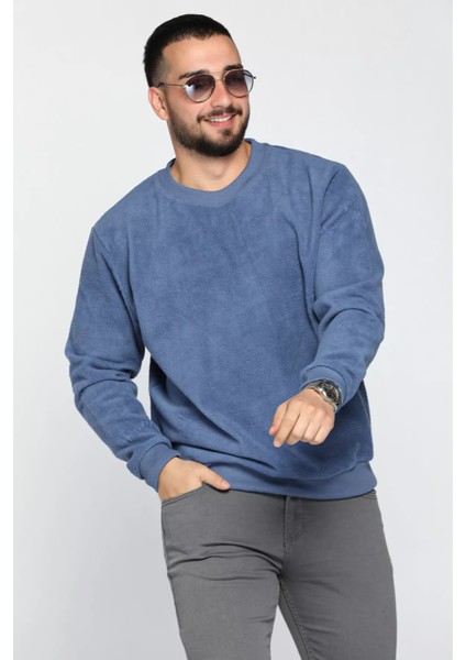 Erkek Bisiklet Yaka Polar Sweatshirt
