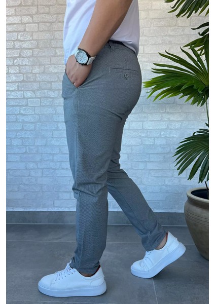 Bel Bağlama Detaylı Kendinden Desenli Jogger Erkek Pantolon P-00013650