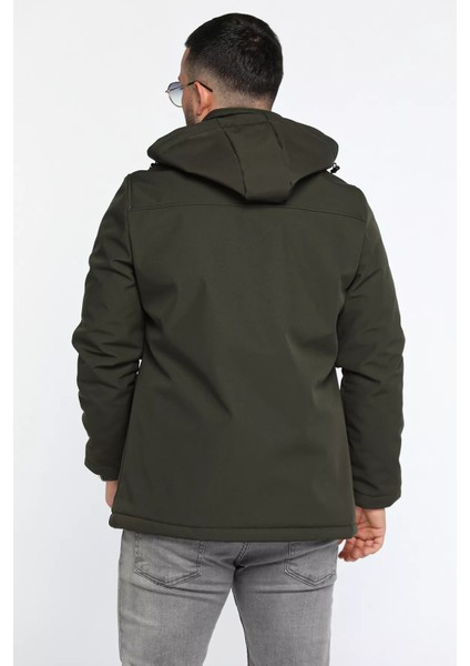 Erkek Kapüşonlu İçi Peluş Softshell Mont P-00013596 modelleri