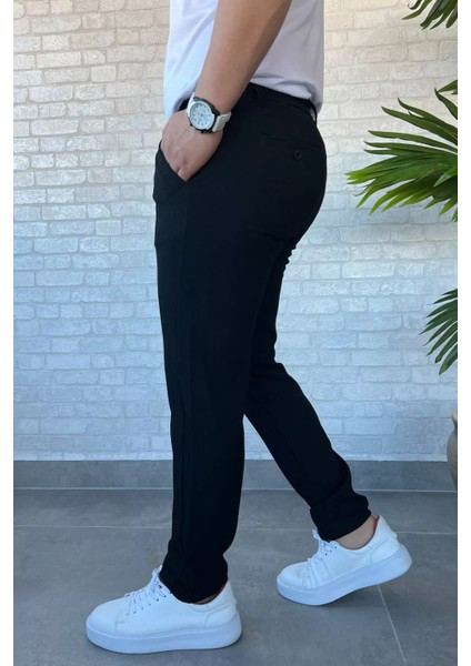 Kendinden Çizgi Desenli Erkek Bel Bağlamalı Jogger Pantolon P-00013652