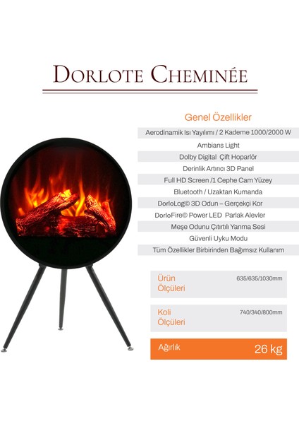 Lumea 60 Elektrikli Şömine (Isıtıcılı, Bluetooth) fiyatları