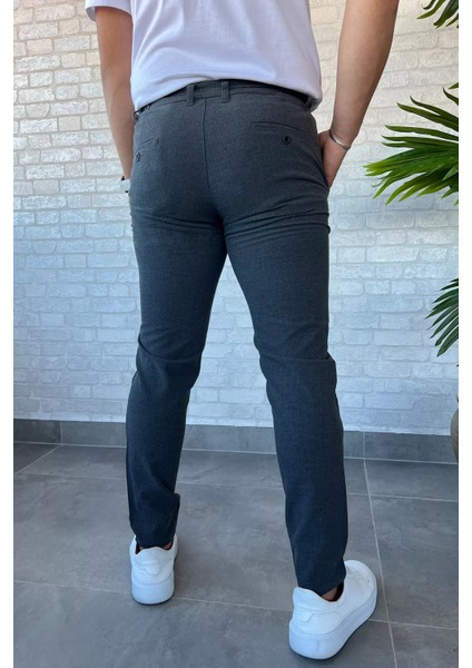 Bel Bağlama Detaylı Kendinden Desenli Jogger Erkek Pantolon P-00013650