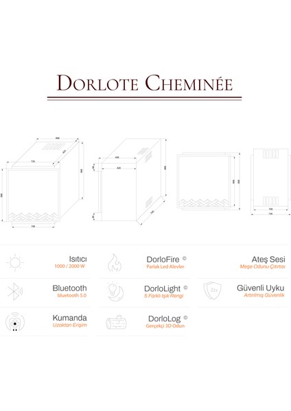 Volcano 70 Elektrikli Şömine modelleri