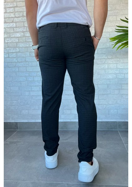 Erkek Kendinden Desenli Bel Bağlamalı Jogger Pantolon P-00013647