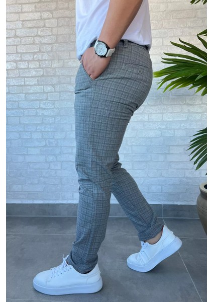 Erkek Kendinden Desenli Bel Bağlamalı Jogger Pantolon P-00013647