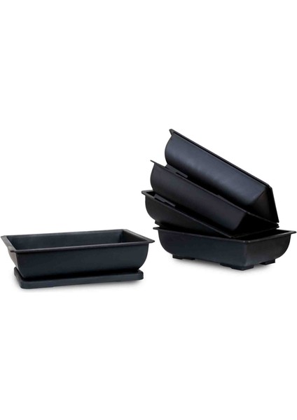 Plastik Bonsai Sukulent Alıştırma Saksısı 27 cm - Siyah (5 Adet)