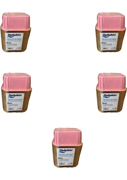 Muffin Kare Kağıt Pembe Altın Cupcake Kek Kalıbı - 25 Adetlik 5 Paket
