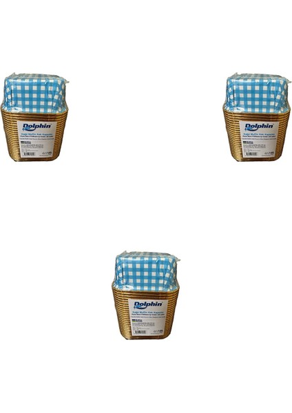 Muffin Kare Kağıt Mavi Puantiyeli Altın Cupcake Kek Kalıbı - 25 Adetlik 3 Paket