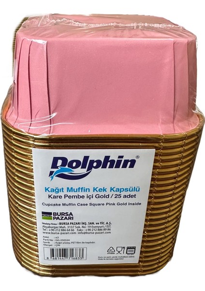 Muffin Kare Kağıt Pembe Altın Cupcake Kek Kalıbı - 25 Adetlik 5 Paket fiyatları