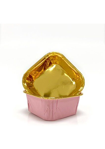 Muffin Kare Kağıt Pembe Altın Cupcake Kek Kalıbı - 25 Adetlik 5 Paket modelleri