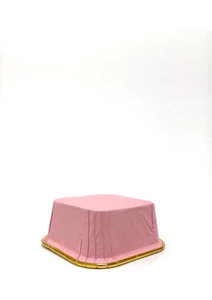 Muffin Kare Kağıt Pembe Altın Cupcake Kek Kalıbı - 25 Adetlik 5 Paket fırsatları