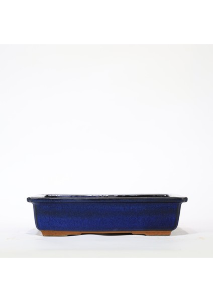 Köşeli Bonsai Saksısı Japon No.24-Sırlı Mavi (23 Cm)