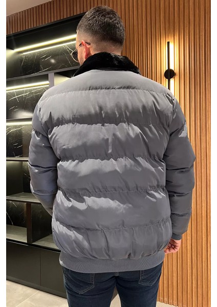 Içi Astarlı Yakası Kürklü Erkek Şişme Mont modelleri