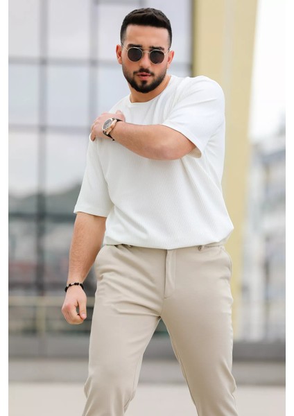 Kendinden Çizgi Desenli Bisiklet Yaka Erkek Tişört modelleri